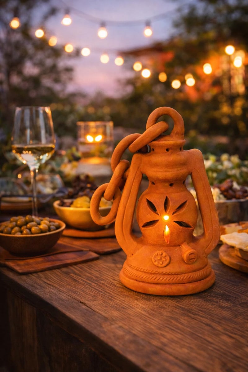 ShopMeFast Decorative Traditional Clay Terracotta Lantern, 23 cms, Hanging Lantern for Home Decor and Garden Decor - Image 2