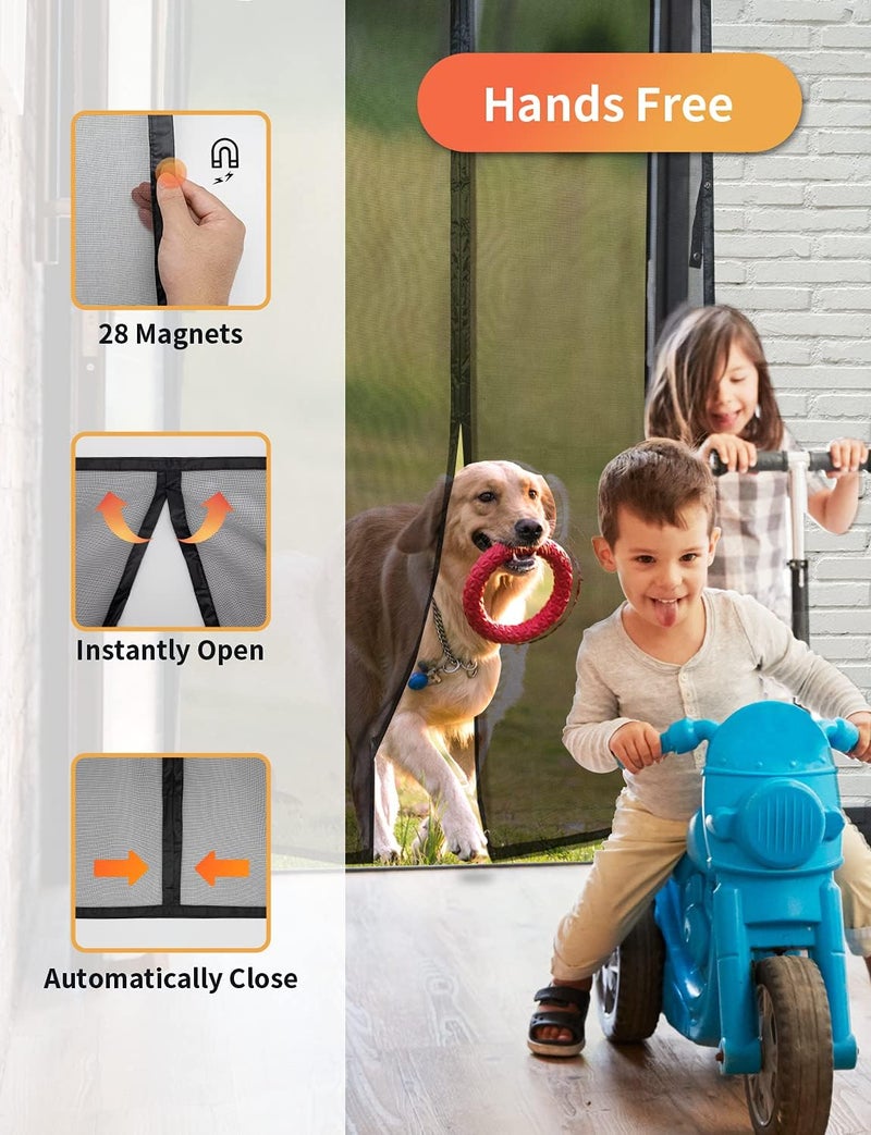 FEGO Magnetic Screen Door, Fit for Door Size:38"x82", Screen Itself Size 40"x83" Hands Free Entry, Pet and Kid Friendly, Reinforced Fiberglass Screen Door Mesh w/ 36 Strong Magnets for Patio/Front/Doorway - Image 5