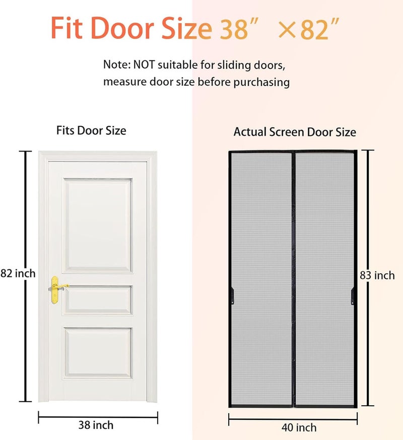 FEGO Magnetic Screen Door, Fit for Door Size:38"x82", Screen Itself Size 40"x83" Hands Free Entry, Pet and Kid Friendly, Reinforced Fiberglass Screen Door Mesh w/ 36 Strong Magnets for Patio/Front/Doorway - Image 4