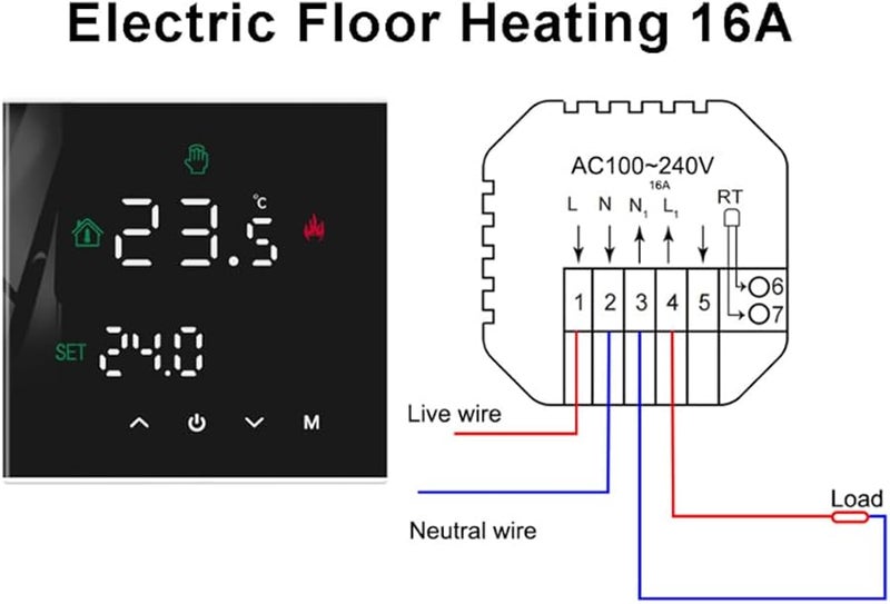 Programmable Thermostat LCD Touch Display Dual Sensor Smart Heating 3A White - Image 5