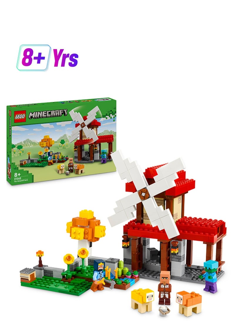 LEGO - Minecraft The Windmill Farm Toy, Video-Game Adventure Set With Models And Equipment, Zombie-Themed Gift For Kids, Building Playset For Boys And Girls Aged 8 And Over (462 Pieces) 21262 - Image 1