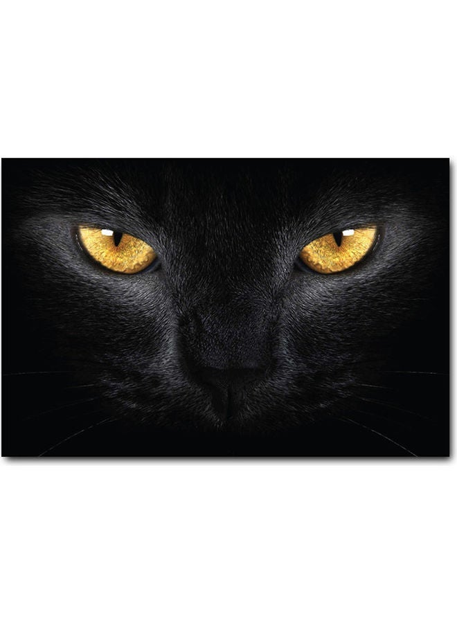 RYN Cat Printed Wall Art Black/Yellow 40x60cm - Image 1