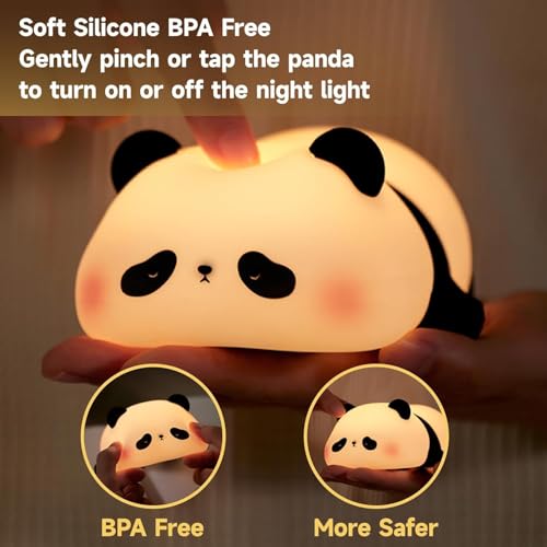 Zilloquil Cute Sleeping Panda Soft Silicone Nursery Night Light, for Baby Room Decor, Girls, Boys, Home Decor, Birthday Gift Rechargeable, 7 Color Changing, Tap Control (Sleeping Panda Lamp) - Image 3