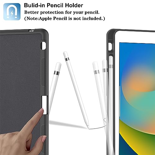 Supveco Case for iPad 9th/8th/7th Generation 10.2 inch (2021/2020/2019 Model) with Pencil Holder, Premium Folio Stand Case with Auto Wake/Sleep,Soft TPU Back Shell Cover for iPad 10.2 Inch-Book Black - Image 3