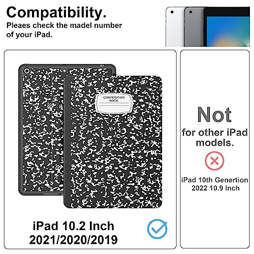 Supveco Case for iPad 9th/8th/7th Generation 10.2 inch (2021/2020/2019 Model) with Pencil Holder, Premium Folio Stand Case with Auto Wake/Sleep,Soft TPU Back Shell Cover for iPad 10.2 Inch-Book Black - Image 2