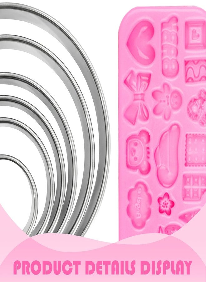 EQUNROY 6 PCS Circle Cookie Cutter Set Donut Cutter Large Stainless Steel Round Cutters (2, 3, 3.5, 4, 5, 6 Inch) & Decorative Cookie Mold for Baking, Donuts, Biscuits, Sandwiches | Durable Easy to Clean - Image 4
