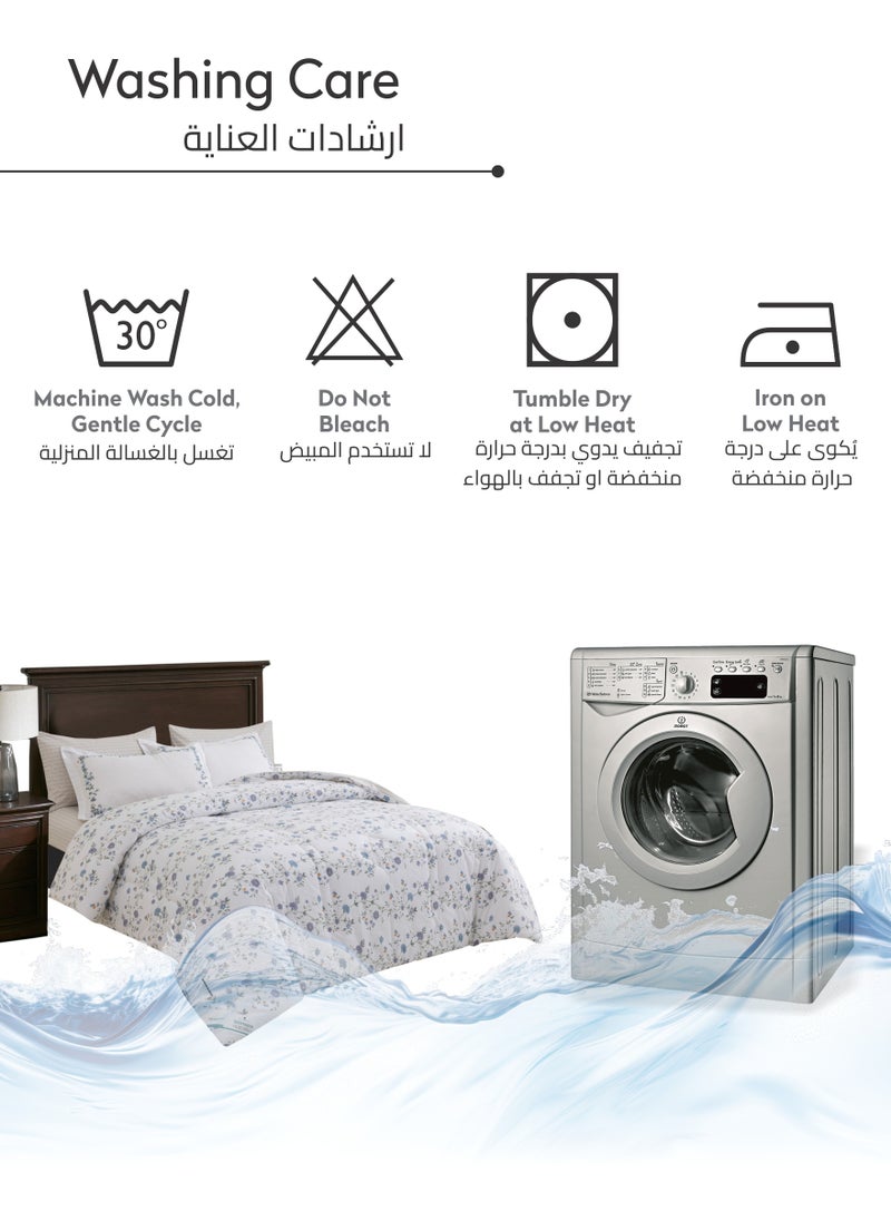 Donetella - Cotton Comforter Set 4-Pcs Single Size Bed Fits(140 x 200 Cm) Reversible Printed Bedding Comforter Set With Super Soft Down Alternative Filling,Grey Goose - Image 1