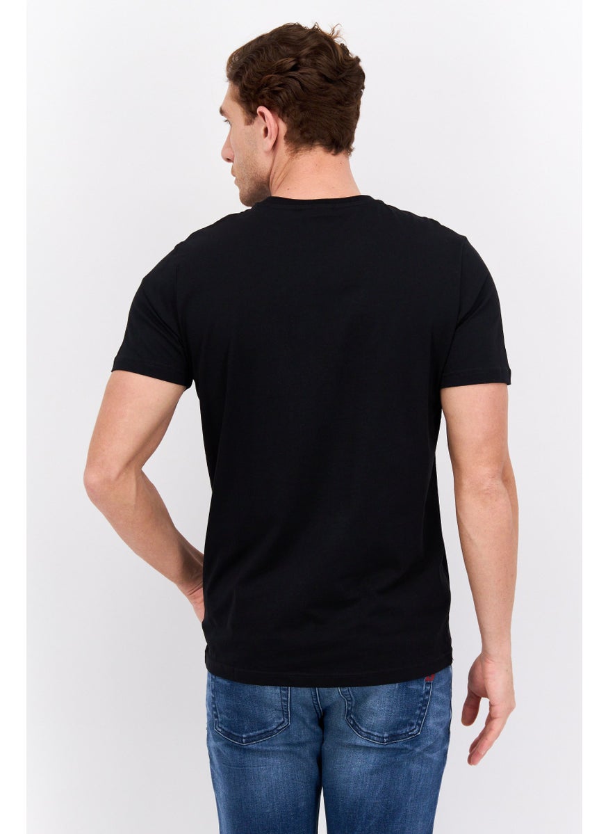 ELVIS Men Crew Neck Short Sleeves Graphic Printed T-Shirt, Black  - Image 3
