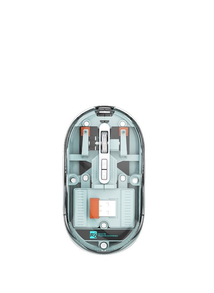 R8 - R8 1766 Rechargeable Transparent Dual-Mode Mouse – Bluetooth / 2.4G Wireless Connection – Silent Clik – 6D – Power Saving on/off button – 1600DPI – 500mAh – For Office Business - Image 1