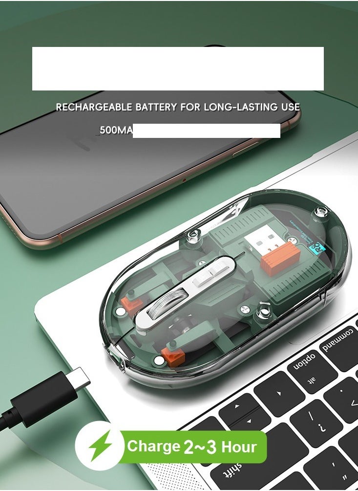 R8 - R8 1766 Rechargeable Transparent Dual-Mode Mouse – Bluetooth / 2.4G Wireless Connection – Silent Clik – 6D – Power Saving on/off button – 1600DPI – 500mAh – For Office Business - Image 1
