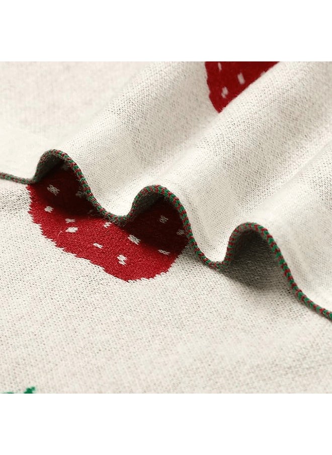 Riolio - Newborn Baby Cotton Receiving Blanket, Baby Breathable Nursery Blankets Toddler Strawberry Knitted Stroller for Boys Girls - Image 1
