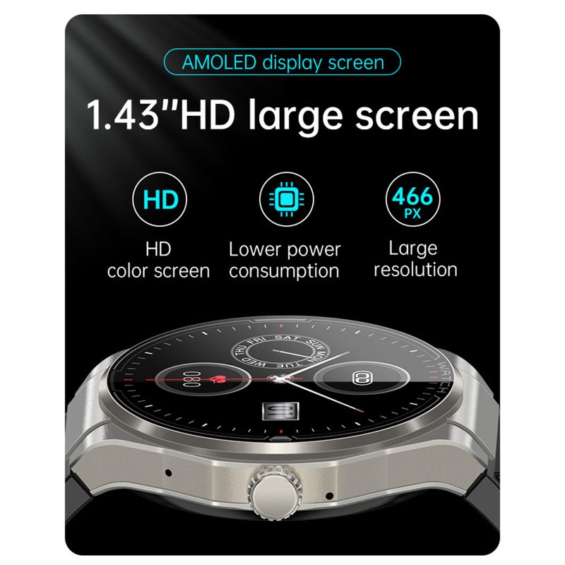 Smart Watch 1.43-Inch AMOLED Screen Bt Calling - Health Monitoring Fitness Tracker Smartwatch for Sports Enthusiasts Health-Conscious Users - Image 5