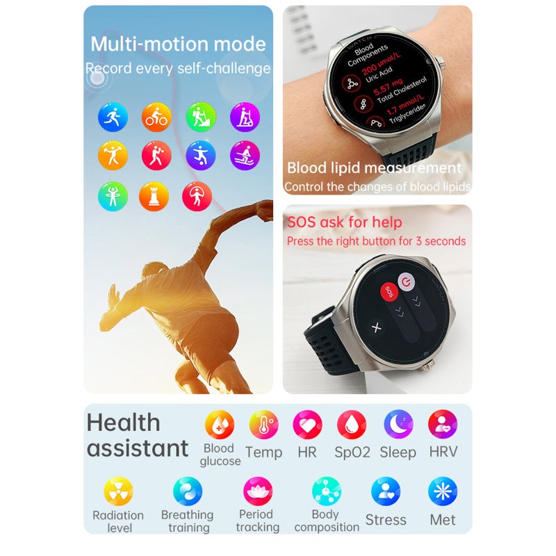 Smart Watch 1.43-Inch AMOLED Screen Bt Calling - Health Monitoring Fitness Tracker Smartwatch for Sports Enthusiasts Health-Conscious Users - Image 3