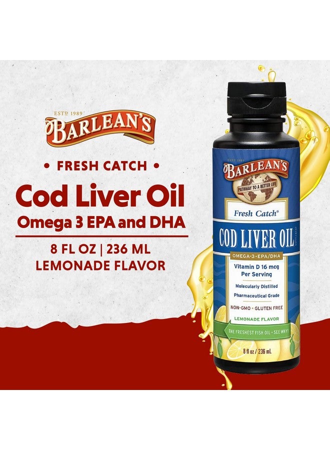 Barlean's Cod Liver Oil Liquid Supplement, Omega 3 Fish Oil with 900mg EPA and DHA Plus Vitamin D, Supplements for Joint, Brain, and Heart Health Support, Lemonade Flavor, 8 oz - Image 2