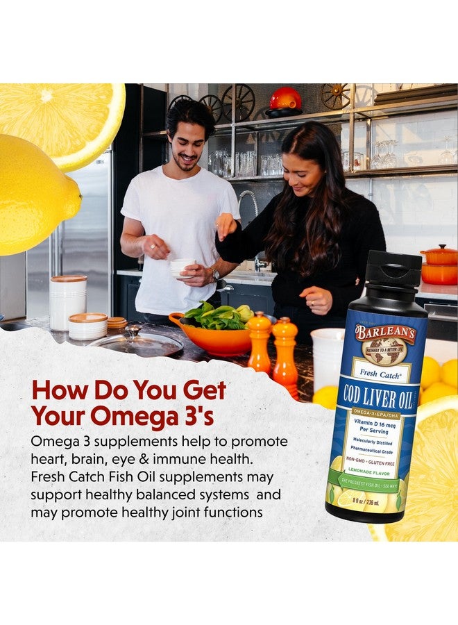 Barlean's Cod Liver Oil Liquid Supplement, Omega 3 Fish Oil with 900mg EPA and DHA Plus Vitamin D, Supplements for Joint, Brain, and Heart Health Support, Lemonade Flavor, 8 oz - Image 4