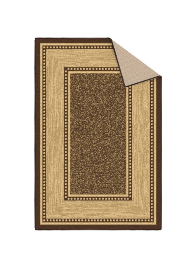 Ottomanson Ottohome Collection Contemporary Bordered Design Rubberback Area Rug 100 Cm X 150 Cm Brown - Image 5