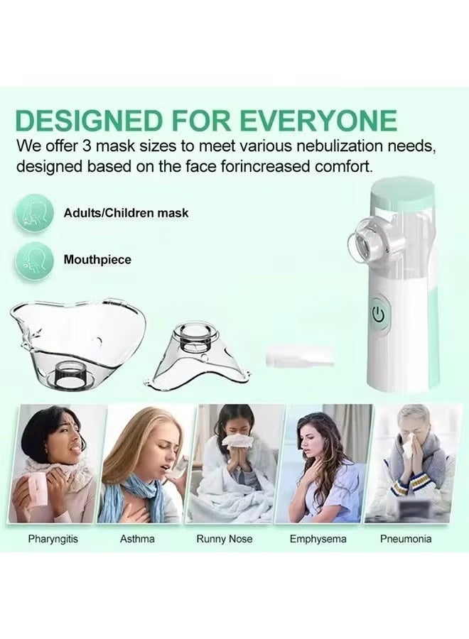 ELTRAZONE Portable Mesh Nebulizer Handheld Mini Inhaler with USB & AA Battery Power, Fine Mist Atomizer with Adult & Child Masks and Mouthpieces, Compact Respiratory Care Device for Home and Travel - Image 2