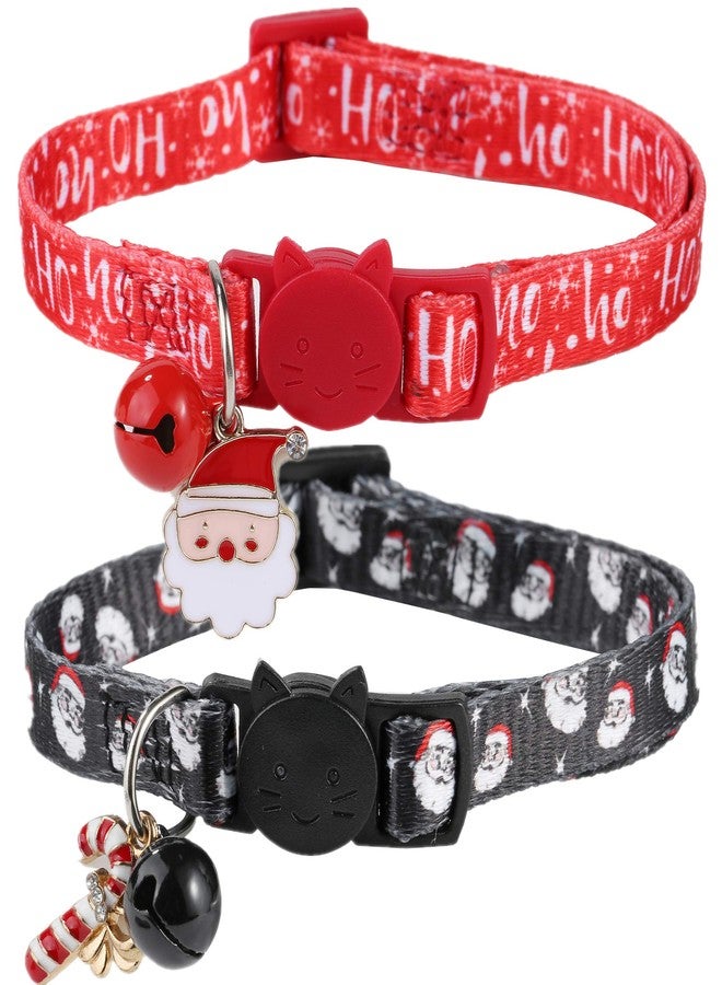 BoomBone 2 Pack Christmas Cat Collar Breakaway with Bell, Holiday Puppy Collars with Cute Pendants - Image 1