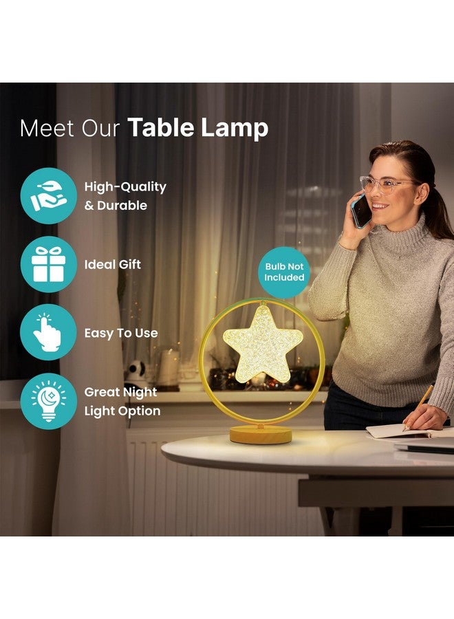 The Better Home Dimmable Table lamp for Bedroom-29cm| Wood Base with Acrylic Shade | Table Lamp for Study| Gift for Housewarming Ceremony| Aesthetic Table Lamp for Living Room-Star Shaped - Image 2