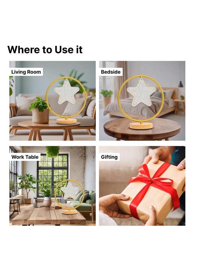 The Better Home Dimmable Table lamp for Bedroom-29cm| Wood Base with Acrylic Shade | Table Lamp for Study| Gift for Housewarming Ceremony| Aesthetic Table Lamp for Living Room-Star Shaped - Image 4