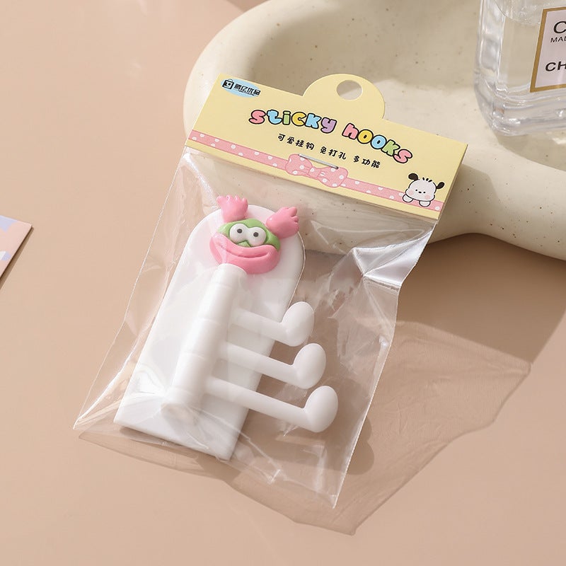 Multifunctional Cartoon Hooks Seamless Student Dorm White (ugly doll) 