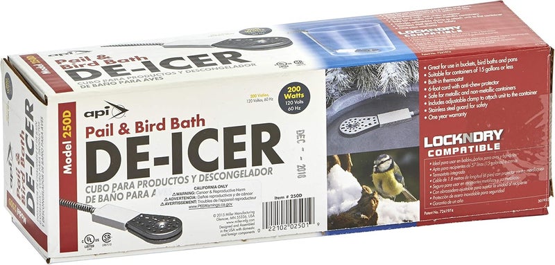 API ® Utility Bucket De-Icer | Water Heater for Livestock, Horses, and Outdoor Pets | Submersible Pail Deicer | 250 Watt | Made in USA (200 Watt, 1, Count) - Image 3