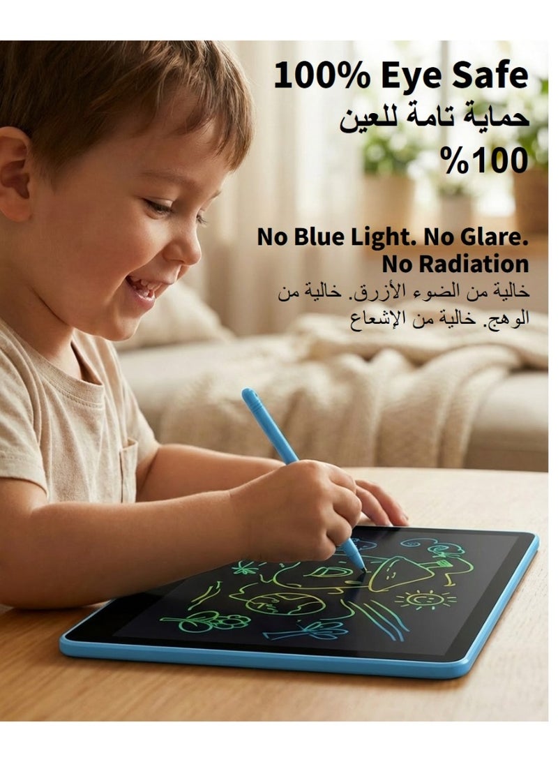 تابلت كتابة LCD مقاس 11 بوصة للأطفال والطلاب - لوحة رسم للاطفال بشاشة ملونة كبيرة - لوحة خربشة لحماية العين للأطفال الصغار - كراسة رسم إلكترونية قابلة للمسح، لعبة سفر مقاومة للماء ومحمولة (مثالية للمنزل والمدرسة والمكتب) - أزرق وأبيض - Image 3