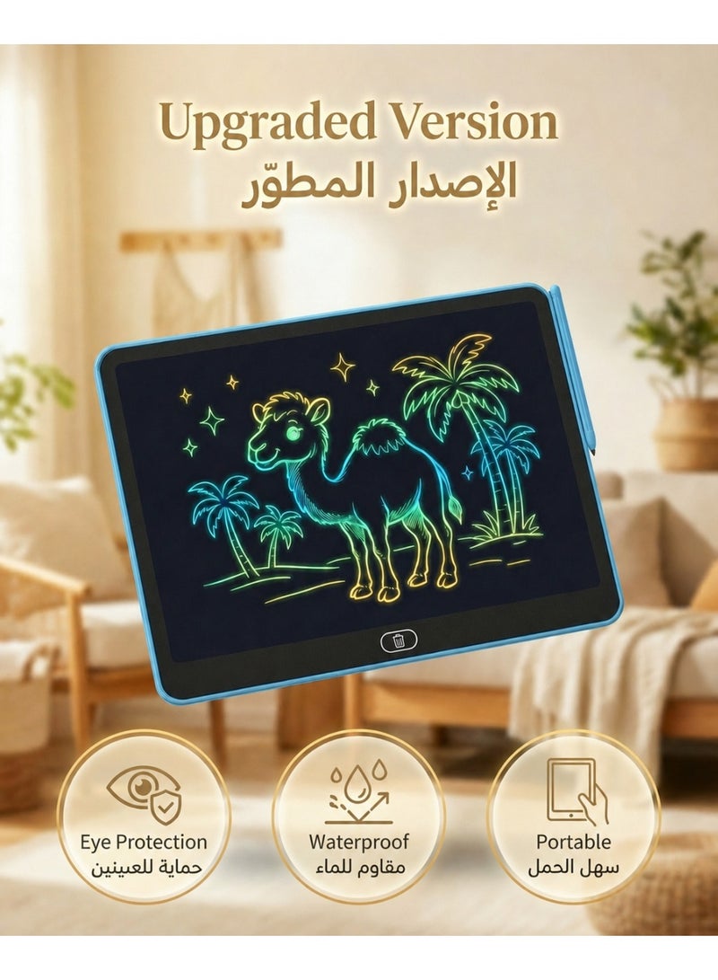 تابلت كتابة LCD مقاس 11 بوصة للأطفال والطلاب - لوحة رسم للاطفال بشاشة ملونة كبيرة - لوحة خربشة لحماية العين للأطفال الصغار - كراسة رسم إلكترونية قابلة للمسح، لعبة سفر مقاومة للماء ومحمولة (مثالية للمنزل والمدرسة والمكتب) - أزرق وأبيض - Image 1