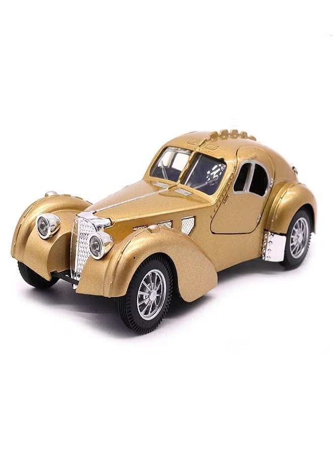داي كاست سيارات بوغاتي 1936 كلاسيكية عتيقة معدنية مصبوبة بمقياس 1:28 مزودة بإضاءة وصوت - هدايا ألعاب قابلة للتجميع (ذهبية) - Image 1