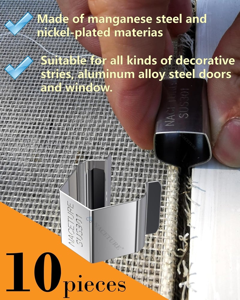 NACETURE Screen Door Tool Kit - 20 Pieces Screen Installer Clips with Screen Rolling Tool and Removal Door Hook Screen Repair of Kit Mechanic Tools Set for Installing Window and Door Screens - Image 4