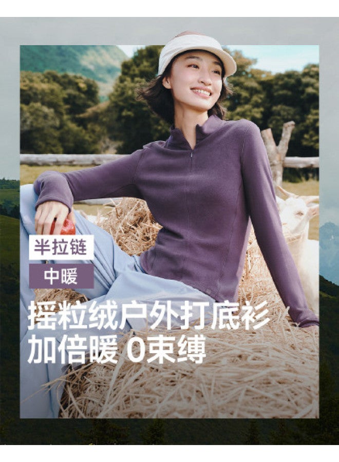 Beneunder New High-Stretch Polar Fleece Half-Zip Base Layer For Women, Double-Sided Brushed High-Quality Long-Sleeve T-Shirt - Image 1