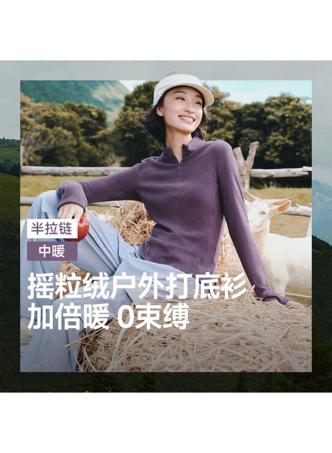 Beneunder New High-Stretch Polar Fleece Half-Zip Base Layer For Women, Double-Sided Brushed High-Quality Long-Sleeve T-Shirt - Image 2