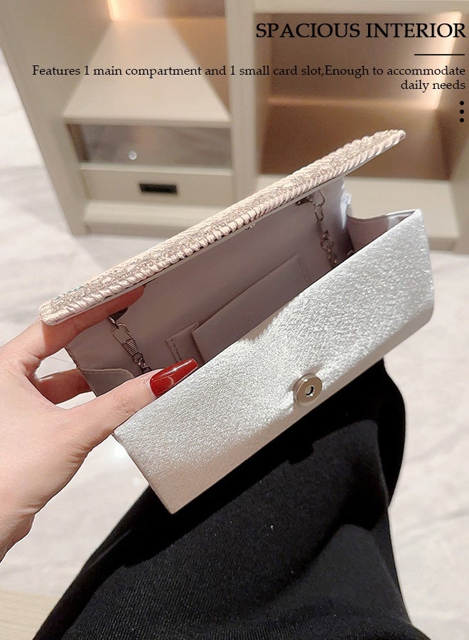 DUNISO Womens Clutch Bag, Sparkly Evening Clutch Purse, Champagne Shoulder Bag with Removable Chain, Crossbody Envelope Bag for Formal Dress Bride Wedding Prom Party - Image 2