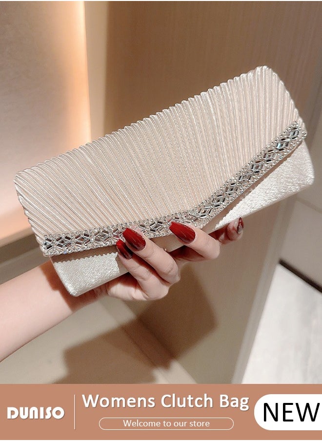 DUNISO Womens Clutch Bag, Sparkly Evening Clutch Purse, Champagne Shoulder Bag with Removable Chain, Crossbody Envelope Bag for Formal Dress Bride Wedding Prom Party  - Image 1