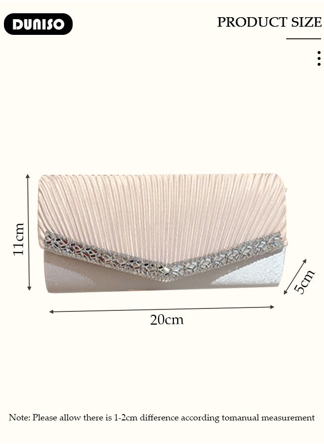 DUNISO Womens Clutch Bag, Sparkly Evening Clutch Purse, Champagne Shoulder Bag with Removable Chain, Crossbody Envelope Bag for Formal Dress Bride Wedding Prom Party  - Image 4
