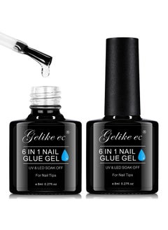 gelike ec Gel Nail Glue Uv 6 In 1 Gel Glue For Nail Tips Need Uv Light 2Pcs Strong Adhesive For Press On Nails Acrylic Tips  - Image 1