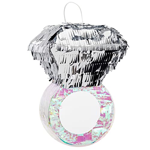 Juvale Diamond Ring Pinata  Interactive Bridal Shower Games  Bachelorette Party Decor  Accessories  Durable Metallic Finish for Engagement Party Decor  72 x 71 x 11 in Silver  Pink - Image 1