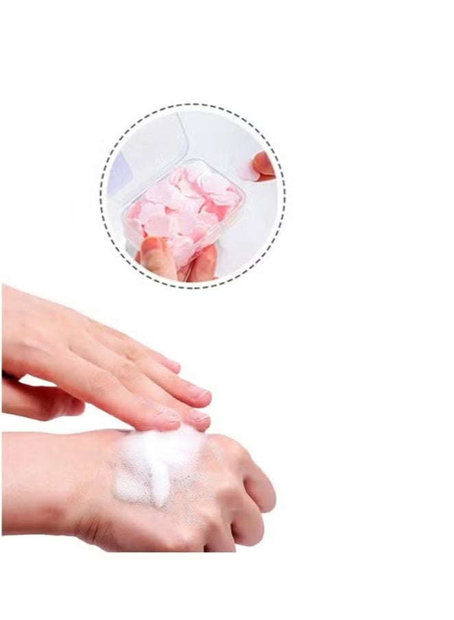 Generic 8 Pcs Petal Shape Soap Flakes Hand Soap Sheets, Mini Portable Antibacterial Soap Sheets the Box, Disposable Travel Scented Bath Slice Sheet Foaming Paper Soap (Colorful)  - Image 5