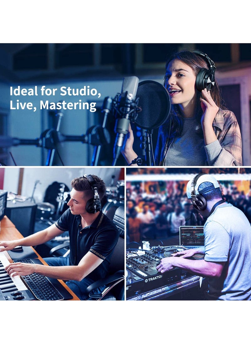 OneOdio - OneOdio A71 Wired Over Ear Headphones Professional Adapter-Free Monitor Recording & Mixing Headphones For Electric Drum Piano Guitar Amp - Image 1
