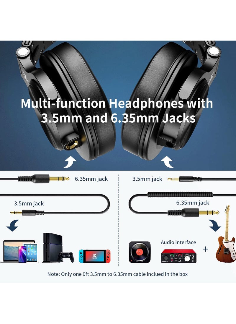 OneOdio - OneOdio A71 Wired Over Ear Headphones Professional Adapter-Free Monitor Recording & Mixing Headphones For Electric Drum Piano Guitar Amp - Image 1