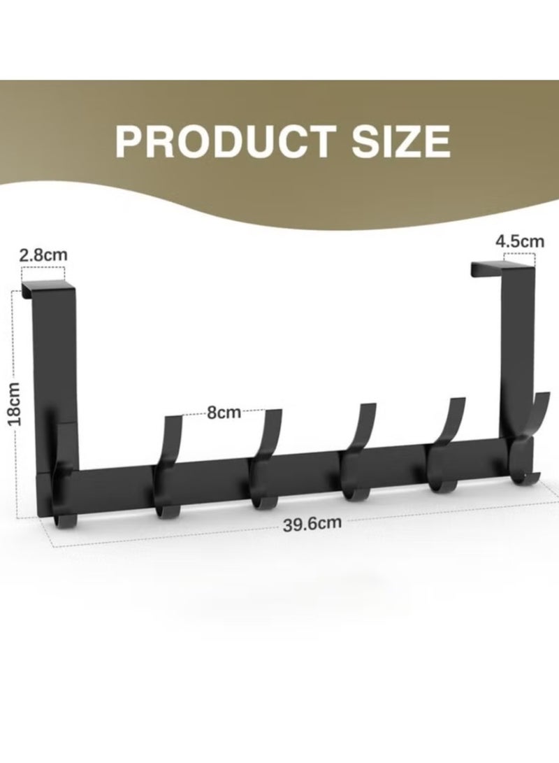 Over Door Hook Hanger, Heavy Duty over Door Hanger Rust Resistant - 12 Hooks, Space Saving over Door Organizer Rack for Hanging Coat, Towel, Bag, Robe, (Black) - Image 2
