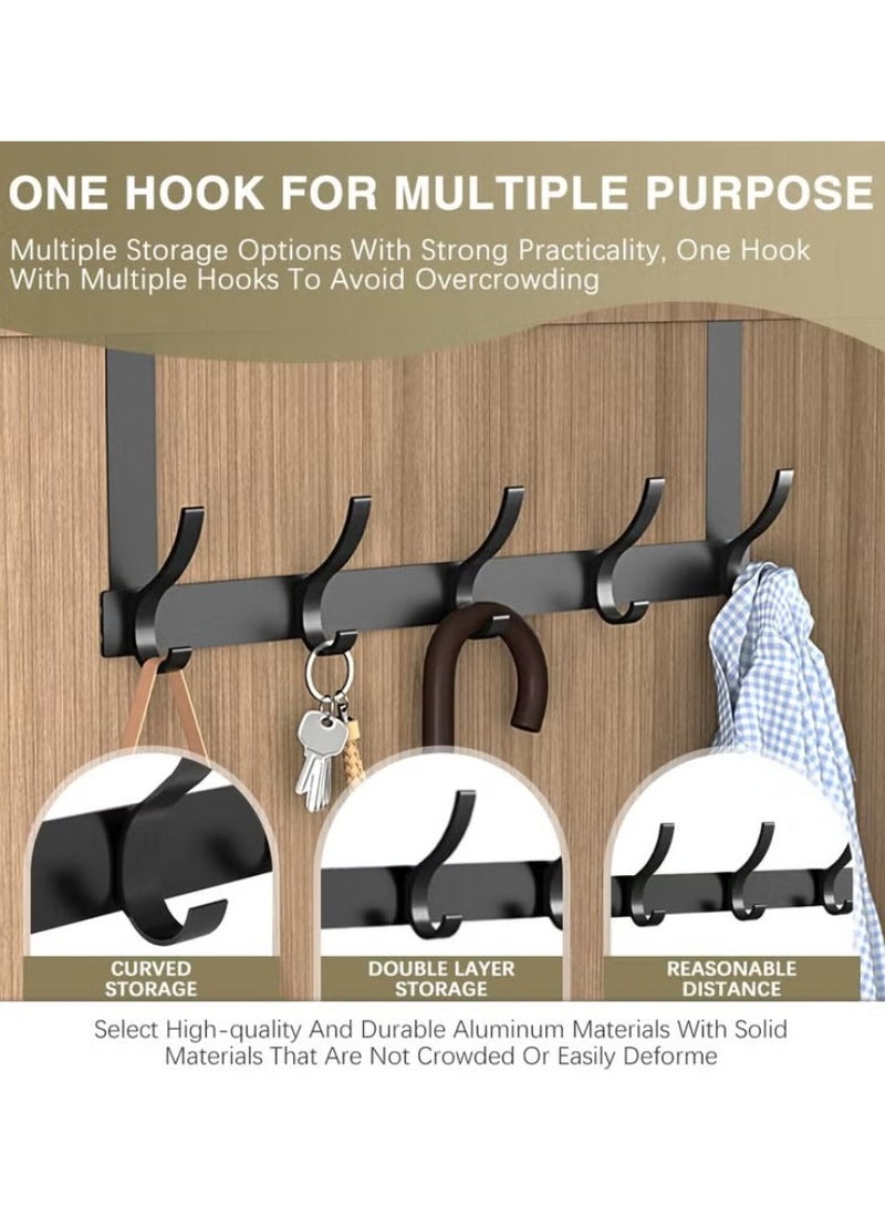 Over Door Hook Hanger, Heavy Duty over Door Hanger Rust Resistant - 12 Hooks, Space Saving over Door Organizer Rack for Hanging Coat, Towel, Bag, Robe, (Black) - Image 4