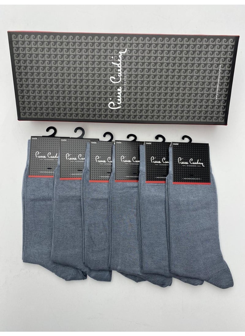pierre cardin Modal 6-Pack Men's Long Classic Socks Code 900-PC Gray  - Image 1