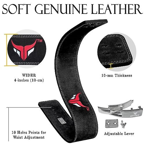 Mytra Fusion Leather Powerlifting Belt for Men and Women (10MM Thick & 4" Wide) - Premium Weight lifting Belt with Adjustable Lever Buckle for Gym, Squats, Bodybuilding & Deadlifts - Image 2