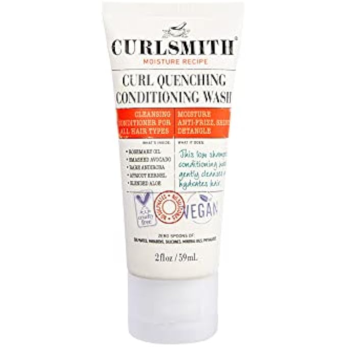 CURLSMITH (59ML (PACK OF 1)) - - CURL QUENCHING CONDITIONING WASH - VEGAN COWASH 2 IN 1 CONDITIONER AND SHAMPOO FOR WAVY, CURLY AND COILY HAIR (59ML) - Image 1