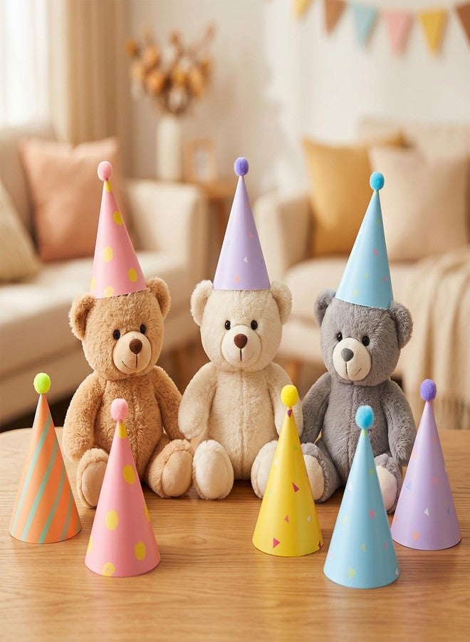 HaiFafafaing 10 PCS Mini Party Hats for Stuffed Animals with Pom Poms Colorful Paper - Image 4