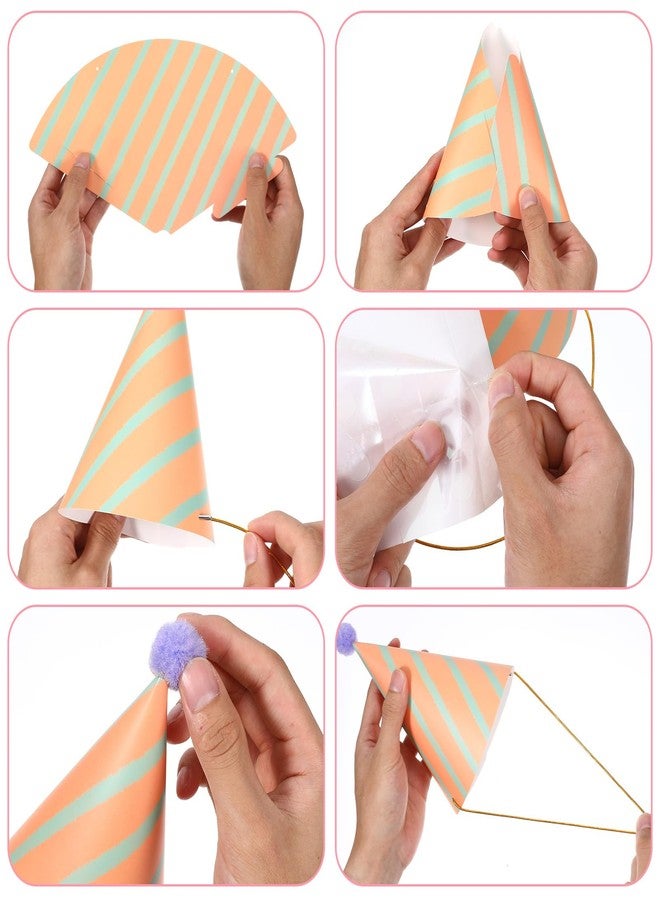 HaiFafafaing 10 PCS Mini Party Hats for Stuffed Animals with Pom Poms Colorful Paper - Image 3