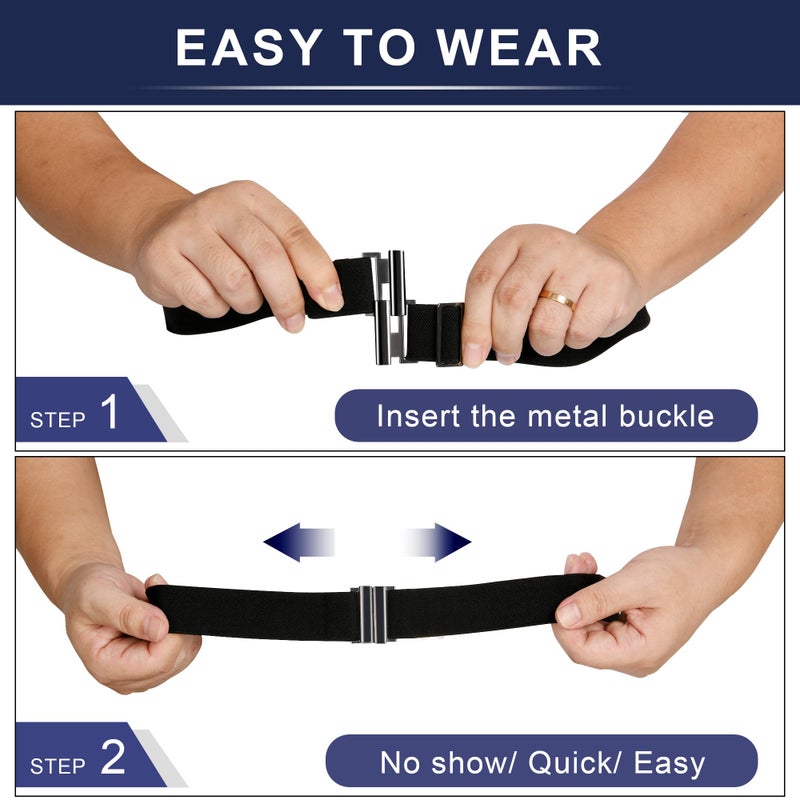 TOURZOO No Show Invisible Belt for Women/Men Elastic Web Strap Waist Stretch Belt with Flat Buckle for Jeans Pants Dresses - Image 5