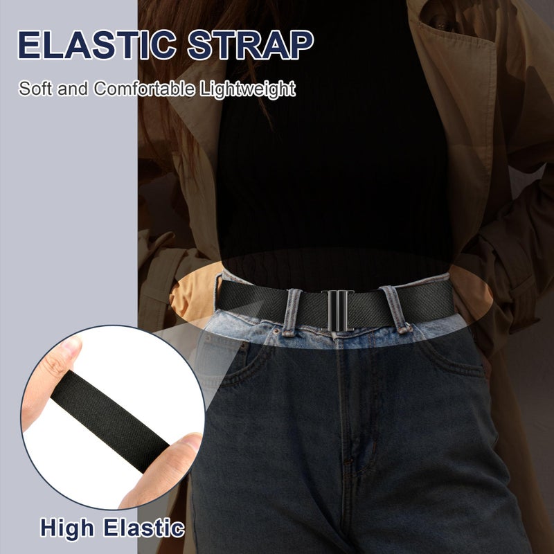 TOURZOO No Show Invisible Belt for Women/Men Elastic Web Strap Waist Stretch Belt with Flat Buckle for Jeans Pants Dresses - Image 4