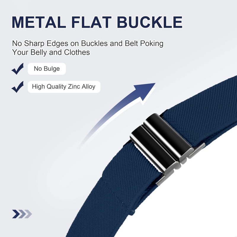 TOURZOO No Show Invisible Belt for Women/Men Elastic Web Strap Waist Stretch Belt with Flat Buckle for Jeans Pants Dresses - Image 2